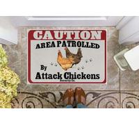 paillasson Exterieur Entree Zone d'attention patrouillée par des Poulets d'attaque. Paillasson d'intérieur et d'extérieur.