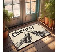 Paillasson « Fall Cheers ! Celebration With Two Of Dark Liquid Doormat » - Paillasson d'hiver pour l'extérieur - Tapis de bienvenue pour l'avant (40 x 60 cm)