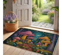 Paillasson fantaisie champignon coloré pour entrée extérieure et intérieure, décoration d'automne, caoutchouc imperméable, antidérapant, résistant à la saleté, facile à nettoyer, 73,6 x 43,2 cm