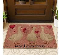 Paillasson fantaisie décontracté avec cœurs et ballons - Pêche - Antidérapant - Attrape la saleté - Décoration pour entrée, porche, salle de bain, bureau - 73,6 x 43,2 cm