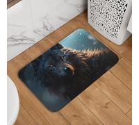 Paillasson fantaisie loup - Antidérapant - Absorbant - Doux - Lavable - Moderne - Pour cuisine, chambre à coucher, salle de bain - 40,6 x 61 cm