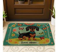 Paillasson fantaisie pour chien, motif papillon vert, décoration d'entrée extérieure et intérieure, en caoutchouc imperméable, antidérapant, absorbant la poussière, facile à nettoyer, 73,6 x 43,2 cm