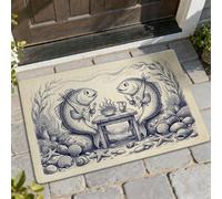 Paillasson fantaisie pour table côtière avec motif d'algues - Bleu - Antidérapant - Attrape la saleté - Pour la maison, l'intérieur et l'extérieur - Décoration de porche - 73,6 x 43,2 cm