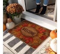 Paillasson feuilles d'automne, orange et rouge, tapis de sol de bienvenue pour extérieur et intérieur, décoration d'automne, tapis avant en caoutchouc imperméable, antidérapant, absorbant la poussière
