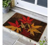 Paillasson feuilles d'automne, rouge et orange, tapis de bienvenue pour décoration extérieure et intérieure, imperméable, antidérapant, absorbant la poussière, facile à nettoyer, 73,6 x 43,2 cm
