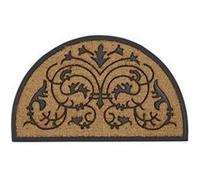 Relaxdays Paillasson fibre de coco demi-lune 100 x 60 cm ornements, marron