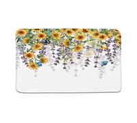 Paillasson Fleurs Jaunes, Tournesol, Lavande, Feuilles Vertes, Plante, Papillon, Printemps Tapis De Porte Facile À Nettoyer Paillassons Interieur Antidérapant pour Jardin Exterieur 40X60 Cm