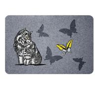 ID Mat FLOCK'ESTAMPES Chat Gris, Polypropylène Aiguilleté, 60x40x0,9 cm