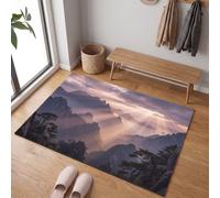 Paillasson Forêt Montagne pour une Entrée Propre toute l’Année, 40 x 60 cm | Tapis de Porte Sommets Montagneux/Mer Nuages, Retient Poussière, Humidité et Saletés, Antidérapant et Facile à Nettoyer