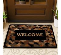 Paillasson géométrique de bienvenue, tapis d'entrée ton terre pour décoration saisonnière, paillasson d'intérieur et d'extérieur, en caoutchouc antidérapant, facile à nettoyer, 73,6 x 43,2 cm