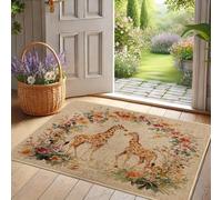 Paillasson girafe printanière, tapis d'entrée floral naturel pour décoration intérieure et extérieure, imperméable, antidérapant, facile à nettoyer, 73,7 x 43,2 cm