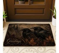 Paillasson gothique avec feuilles naturelles et fougère d'automne - Lavable - Pour sol, décoration d'intérieur - Pour entrée, extérieur, porche, balcon - 73,6 x 43,2 cm