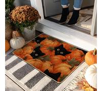 Paillasson Halloween citrouille, chat extérieur et intérieur, décoration saisonnière, caoutchouc imperméable, antidérapant, absorbant la poussière, facile à nettoyer, 73,7 x 43,2 cm