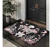 Paillasson Halloween Décoratif, Motif Élégance Crâne Phases Lune, Paillasson d'halloween, Tapis De Sol Crâne Beauté Nouveauté d'halloween Décoration De Bienvenue, Entrée