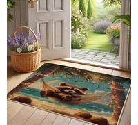 Paillasson hamac de plage, motif raton laveur, joli paillasson marron pour décoration d'été, extérieur et intérieur, antidérapant, imperméable, absorbant la poussière, facile à nettoyer, 73,6 x 43,2