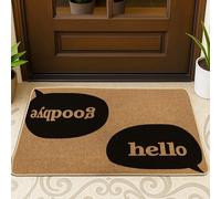Paillasson Hello - Moderne et décontracté - Motif « Goodbye Speech Bubble » - Marron - Antidérapant - Pour la maison, l'intérieur et l'extérieur - Décoration de porche - 73,6 x 43,2 cm