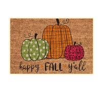 Paillasson Hello Pumpkin Welcome pour entrée extérieure en fibre de coco avec dos antidérapant - Vacances d'automne - Moisson d'automne - Festival - 40 x 60 cm (D)