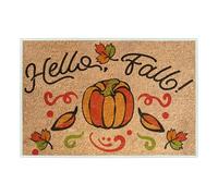 Paillasson Hello Pumpkin Welcome pour entrée extérieure en fibre de coco avec dos antidérapant - Vacances d'automne - Moisson d'automne - Festival - 40 x 60 cm (F)