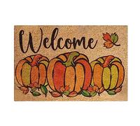 Paillasson Hello Pumpkin Welcome pour entrée extérieure en fibre de coco avec dos antidérapant - Vacances d'automne - Moisson d'automne - Festival - 40 x 60 cm (B)