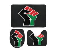 Paillasson Histoire des Noirs, Pouvoir Noir, Fierté Africaine Antidérapant Bathroom Rugs Lavable en Machine Paillassons pour Tapis De Bain + Contour + Couvercle De Toilette 3 Piece Set