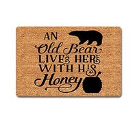 Paillasson humoristique avec inscription « An Old Bear Lives Here with His Honey » - 60,2 cm (L) x 40,4 cm (l)