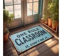 Paillasson humoristique rustique pour salle de classe : One Rule - Don'T Do It! Paillasson de bienvenue d'automne pour porte d'entrée ou sous-sol (65 x 90 cm)