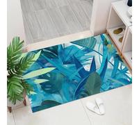 Paillasson Illustrations de Plantes Scène de Jungle, paillasson écoratif de 45 x 75 cm, Tapis de extérieur antidérapant, Tapis 'entrée Lavable, pour écoration intérieure et extérieurebleu