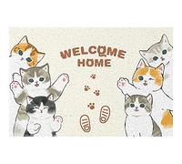 Paillasson imprimé chats mignons, grand tapis d'intérieur et d'extérieur de dessin animé, attrape les débris et l'eau, tapis de bienvenue pour entrée et décoration d'intérieur, parfait pour la chambre