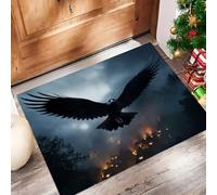 Paillasson Intérieur 40 X 60 Cm, Corbeau Brumeux Absorbant Paillassons Interieur Entree, Lavable, Résistant, Animaux Mystérieux Confortable pour Entrée, Cuisine, Salle De Bain, Chambre - Gris