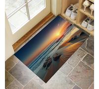 Paillasson Intérieur 40 X 60 Cm, Lever Soleil Mer Absorbant Paillassons Interieur Entree, Lavable, Résistant, Vagues La Plage Confortable pour Entrée, Cuisine, Salle De Bain, Couleurs Mélangées