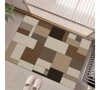 Paillasson Interieur 40 x 60 cm,Tapis de Sol Douces Style de collage géométrique Bloc rectangulaire beige, Tapis d'Entrée Antidérapant et Lavable en Machine, pour Chien, Entrée, Porte et Couloir