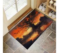 Paillasson Intérieur 40x60cm Tapis Entrée Intérieur Extérieur Imperméable,Antidérapant,Absorbant,Coucher De Soleil Motif De Vieil Arbre Tapis pour Entrée,Lavable Cuisine,Salle de Bain - Orange foncé