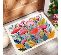 Paillasson Intérieur 45 X 75 Cm, Fleurs Sauvages Absorbant Paillassons Interieur Entree, Lavable, Résistant, Plantes Abstraites Confortable pour Entrée, Cuisine, Salle De Bain, Chambre - Rose
