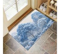 Paillasson Intérieur 45 x 75 cm Tapis Entrée Intérieur Extérieur Imperméable, Antidérapant,Absorbant,Motif De Grand Arbre Tapis pour Entrée,Lavable Cuisine,Salle de Bain - Bleu Clair