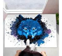 Paillasson Intérieur 50 x 70 cm, Tapis Entrée Intérieur, Graffitis Animaux Tête Loup Tachetée Tapis d'entrée Antidérapant et Absorbant, Résistant, Lavable pour Porte, Couloir, et Balcon