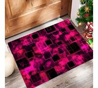 Paillasson Intérieur 50 X 80 Cm, Géométrie Psychédélique Absorbant Paillassons Interieur Entree, Lavable, Résistant, Éléments Futuristes Confortable pour Entrée, Salle De Bain, Chambre - Rose Fluo