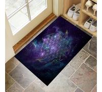 Paillasson Intérieur 50 x 80 cm, Tapis Entrée Intérieur, Espace Géométrie Nébuleuse Étoiles Tapis d'entrée Antidérapant et Absorbant, Résistant, Lavable pour Porte, Couloir, et Balcon