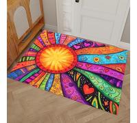 Paillasson Interieur 50x80cm Entree Tapis, Rétro Psychédélique Antidérapant Lavable en Machine Absorbant Soleil Rayons Intérieur Tapis, pour Entrée, Porte et Couloir, Chien, coloré