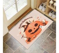 Paillasson Intérieur 80 x 120 cm, Tapis Halloween Entrée Intérieur, Tapis Citrouille Au Chapeau Sorcière d'entrée Antidérapant et Absorbant, Résistant, Lavable pour Porte, Couloir, et Balcon, Crème