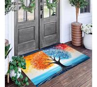 Paillasson Interieur Bleu-Orange Arbre du Lac Chambre À Coucher Salon Entrée Absorbant Antidérapant Tapis De Salle De Bain Paysage D'Ombres Et De Lumières Imprimé Ménage Rug Salle Couloir,70X100Cm