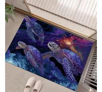 Paillasson Interieur Entree 40 x 60 cm, Tapis de Bienvenue Fin Vaste Espace Antidérapant Lavable Tapis de Porte Tortue Marine Rêveuse Facile à Nettoyer pour Couloir Cuisine Salle De Bain, Violet