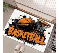 Paillasson Interieur Entree 40 X 60 Cm, Tapis D'Entrée Antidérapant Basket-Ball Graffiti, Tapis De Sol Style Abstrait Douces Absorbantes pour Entrée, Couloir, Chien, Bleu Foncé