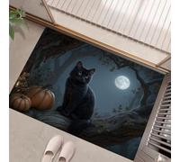 Paillasson Interieur Entree 40 X 60 Cm, Tapis D'Entrée Antidérapant Chat Noir, Tapis De Sol Citrouille La Jungle Douces Absorbantes pour Entrée, Couloir, Chien, Gris Foncé