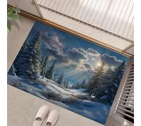 Paillasson Interieur Entree 40 X 60 Cm, Tapis D'Entrée Antidérapant Pin des Neiges, Tapis De Sol Jungle d'hiver Douces Absorbantes pour Entrée, Couloir, Chien, Bleu