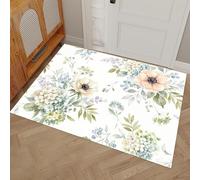 Paillasson Interieur Entree 60 x 120 cm, Tapis de Bienvenue Fin Fille Mori À L'Aquarelle Antidérapant Lavable Tapis de Porte Fleurs Sauvages Baies pour Couloir Cuisine Salle De Bain, Jaune-Vert