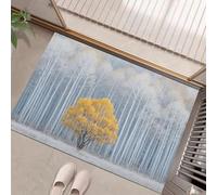 Paillasson Interieur Entree 60 X 90 Cm, Tapis D'Entrée Antidérapant Arbres La Jungle, Tapis De Sol Arbre Jaune Douces Absorbantes pour Entrée, Couloir, Chien, Gris Clair