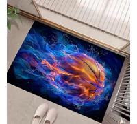 Paillasson Interieur Entree 60 X 90 Cm, Tapis D'Entrée Antidérapant Basket-Ball Flame, Tapis De Sol Photographie Abstraite Douces Absorbantes pour Entrée, Couloir, Chien, Couleurs Mélangées