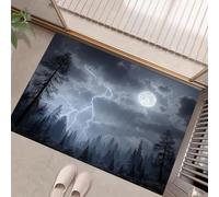 Paillasson Interieur Entree 60 X 90 Cm, Tapis D'Entrée Antidérapant Foudre Fantastique, Tapis De Sol Arbres La Jungle Douces Absorbantes pour Entrée, Couloir, Chien, Gris