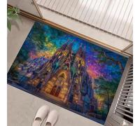 Paillasson Interieur Entree Antidérapant 40 X 60 Cm, Château Coloré Tapis Interieur, Paillasson Antidérapant Architecture Fantastique, Lavable en Machine pour Entrée, Intérieur (Multicolore)