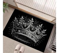 Paillasson Interieur Entree Antidérapant 40 X 60 Cm, Couronne Antique Tapis Interieur, Paillasson Antidérapant Minimalisme, Lavable en Machine pour Entrée, Intérieur (Noir)